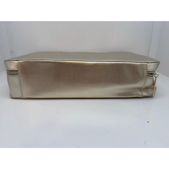 LANCOME Gold Cosmetic Travel Bag Rose Embossed Carry Case Vanity Organizer #3 - Picture 4 of 10